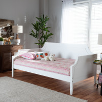 Baxton Studio Mariana-White-Daybed Mariana Classic and Traditional White Finished Wood Twin Size Daybed